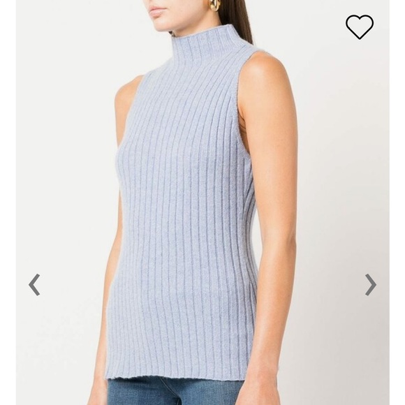 KHAITE Tops - KHAITE Jolene Blueberry Blue Sleeveless Cashmere Turtleneck Sweater Size XL